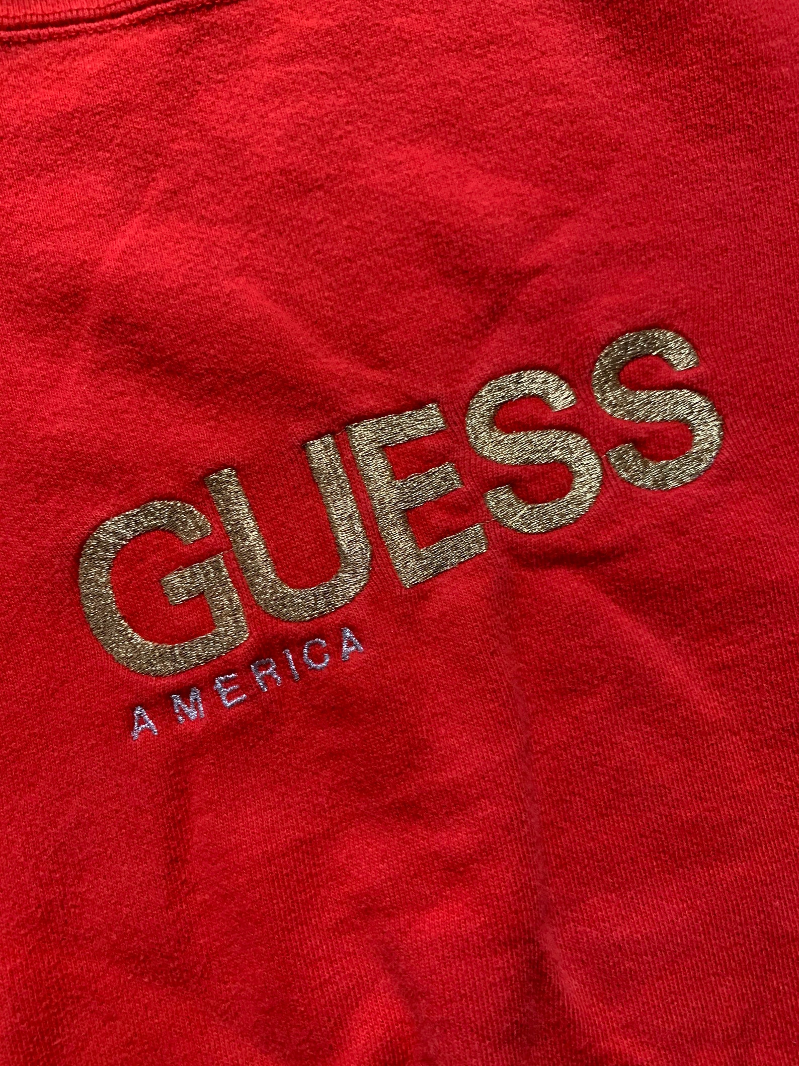 Vintage 90s Guess America Gold Logo Pull Over Sz Large Made in - Etsy