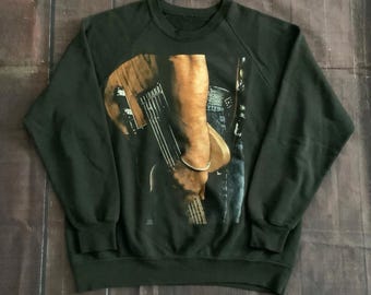 Vintage 1992-93 Bruce Springsteen World Tour Crew Neck Black Sweatshirt Thrashed