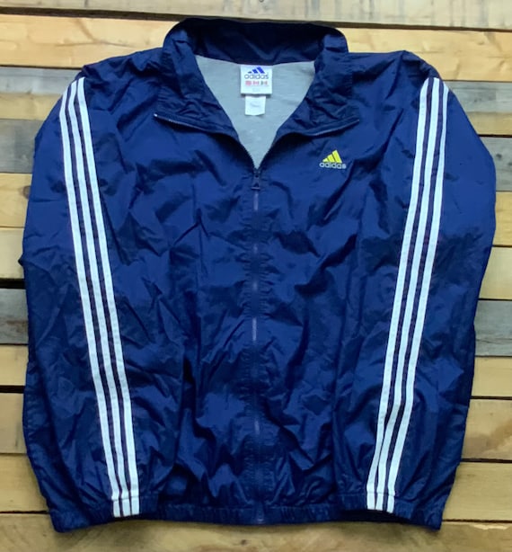 Vintage 90s Adidas Three Stripe Navy Blue Windbrea