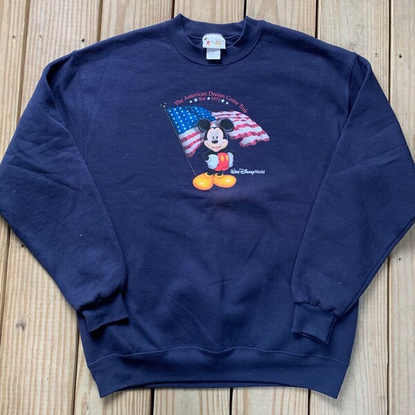 Vintage 90s Walt Disney World "The American Dream Come True" Navy Pull Over Size Medium