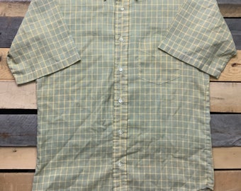 Vintage 70s Town Craft Penn-Prest Tapered Button Up Short Sleeve Shirt Size Small 14-14 1/2