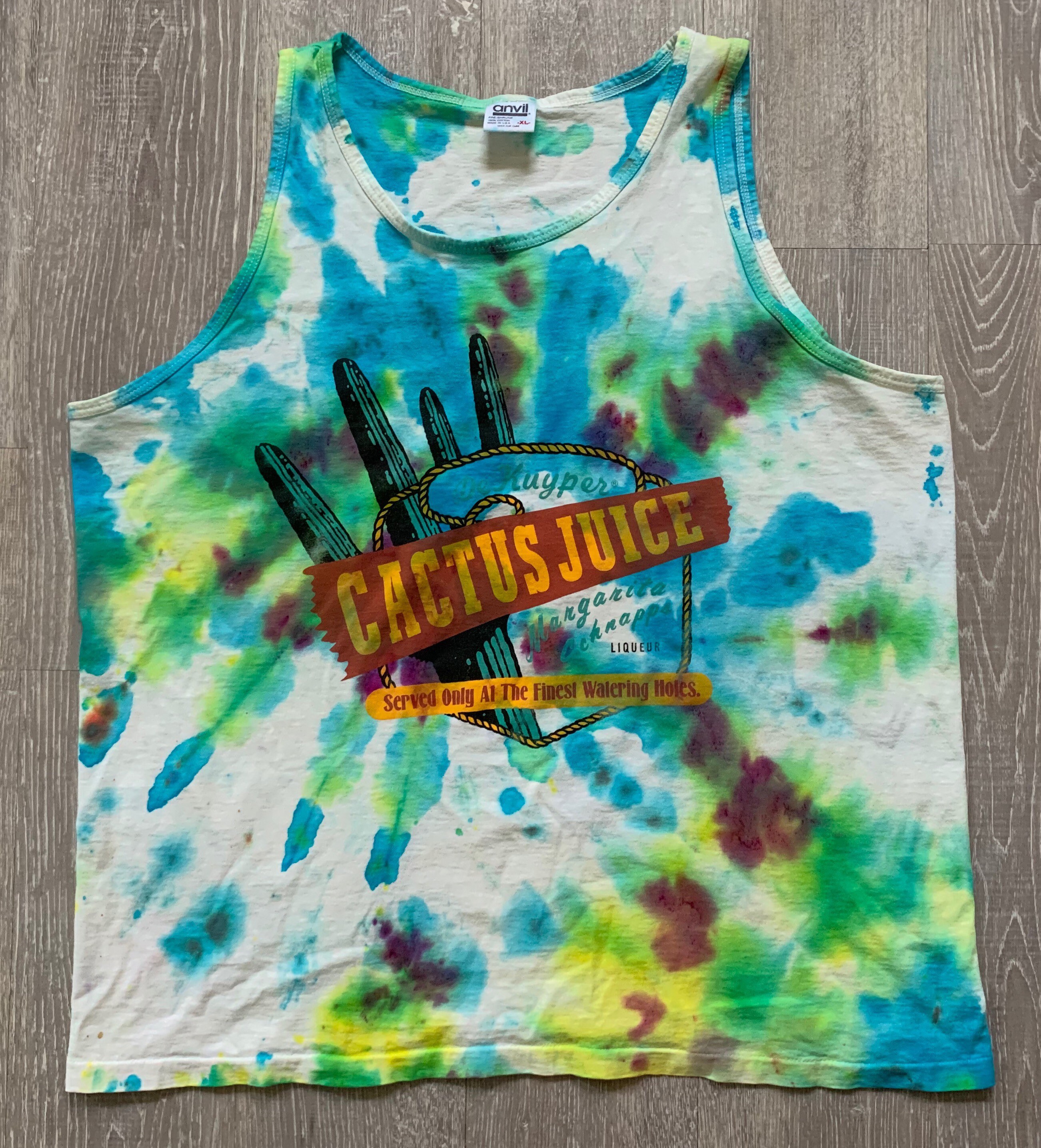 Vintage 90s Cactus Juice Liqueur Tie Dye T Shirt Sz XL Made in USA 