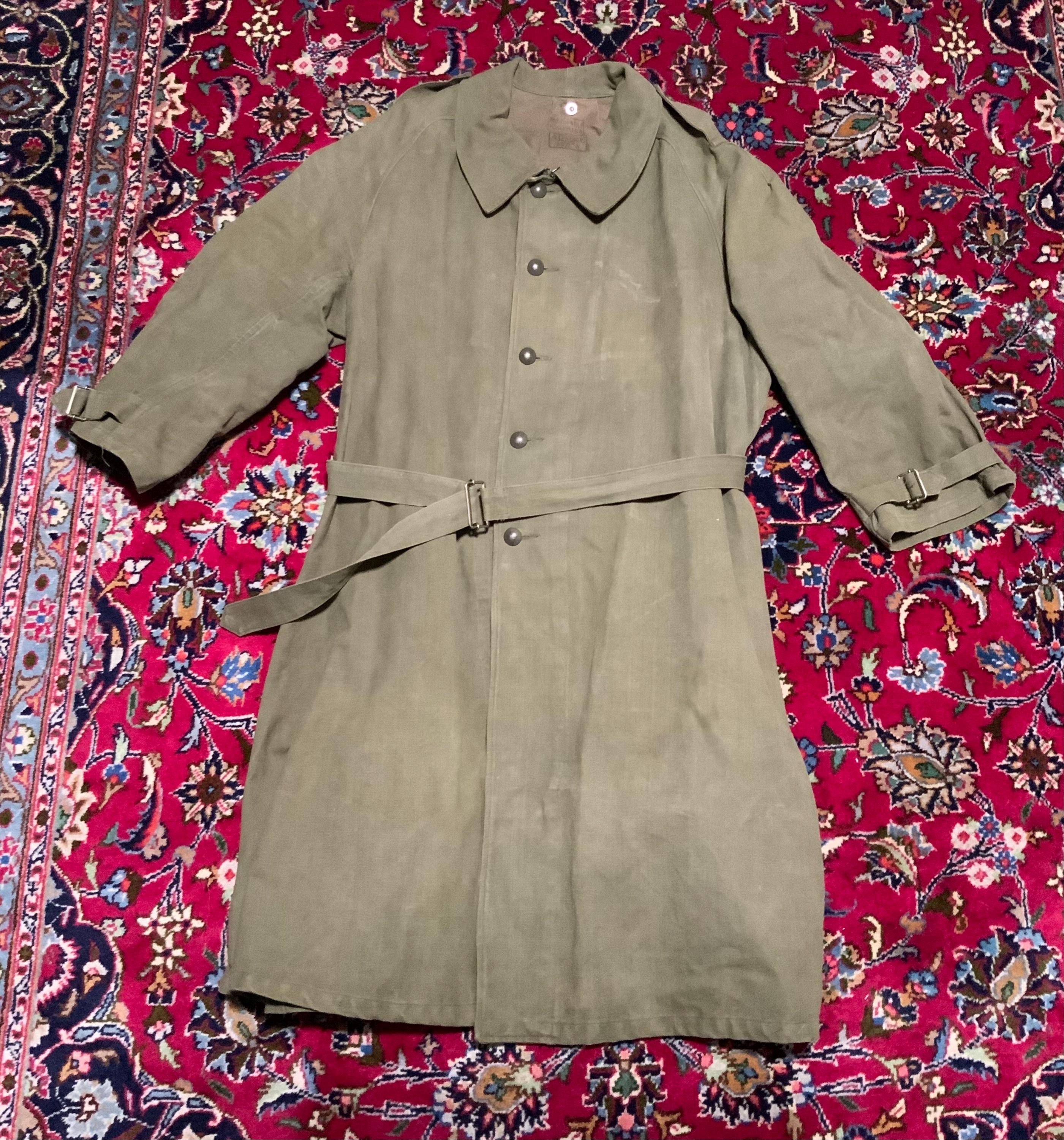 VTG WWII French MILITARY Motorcycle Dispatch Rider Overcoat Trench