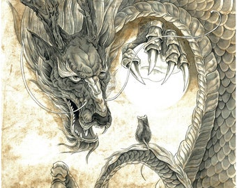 chinese dragon art etsy