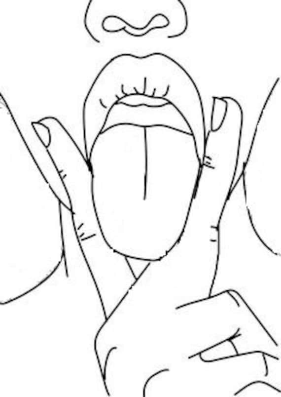 Lips and tongue Hand Peace Sign Peace sign embroidery. Peace Etsy