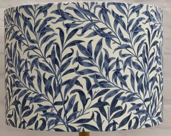 William Morris Willow Bough Lampshade (Blue). Handmade ceiling or table shades in 40cm, 30cm or 20cm.