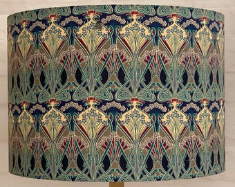 Liberty Lampshade Art Nouveau Fabric, blue version. Table Floor Ceiling / Pendant 40cm or 30cm or 20cm. Handmade fabric Drum Light Shade
