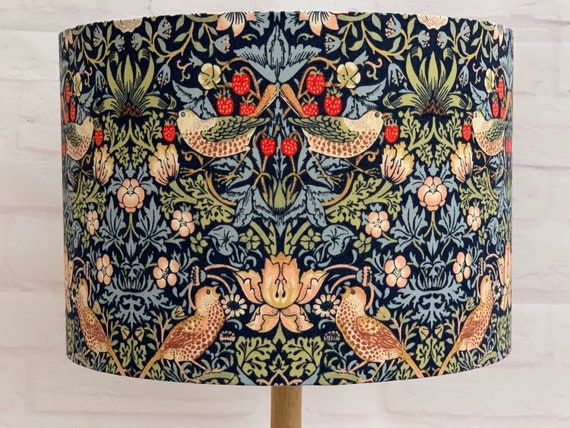 William Morris Lampshade Strawberry Thief Blue. Handmade Ceiling