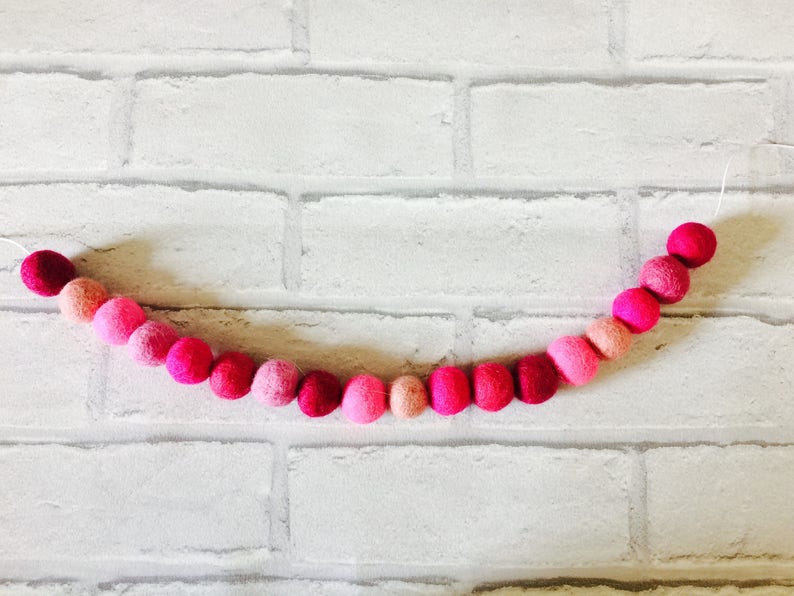 Felt ball garland pom pom garland felt balls wool felt Etsy