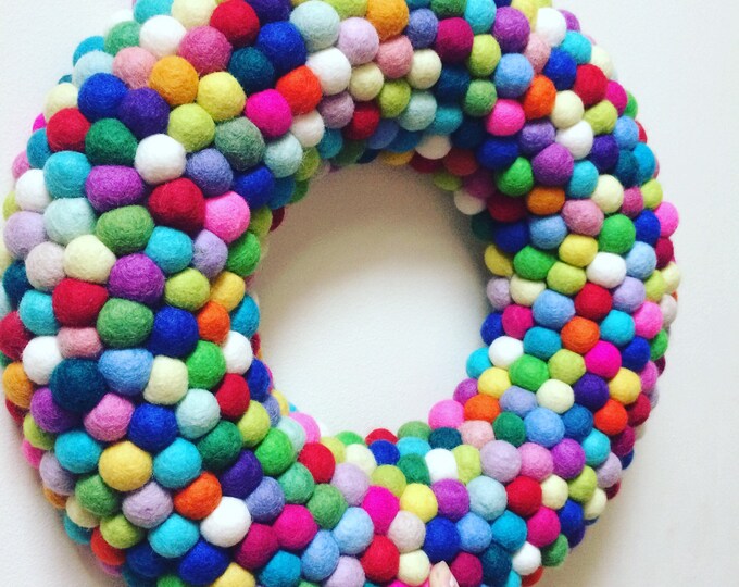 Felt Ball Wreath Wreath Felt Balls Wool Felt Balls Felt Etsy