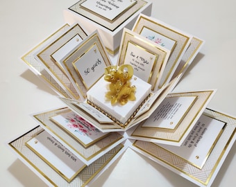 Golden Wedding Anniversary Exploding Box Card- Anniversary Gifts - Gifts for Special Anniversaries - 50th Wedding Anniversary