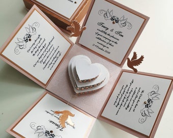 Blush Pink & Rose Gold Exploding Wedding Invitation Boxes - Luxury Invites - Bespoke Invites - Wedding Stationery - Save The Date