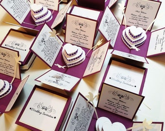 Purple & Cream Exploding Wedding Invitation Boxes - Luxury Invites - Bespoke Invites - Wedding Stationery - Save The Date