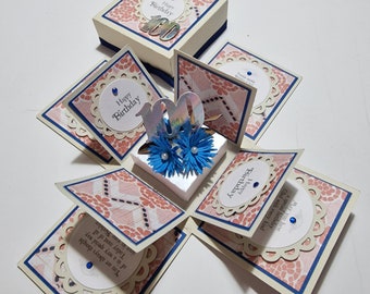 Exploding Special Milestone AGE Birthday Keepsake Boxes - 100th Birthday Gift - Special Birthday Card - 100th Birthday Card