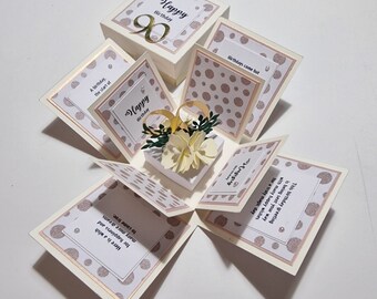 Exploding Special Milestone AGE Birthday Keepsake Boxes - 90th Birthday Gift - Special Birthday Card - 90th Birthday Card