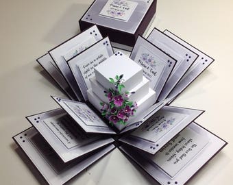 Exploding Wedding Celebration Keepsake Box ~ Watercolour Blush Range ~ Gift for the couple - Mr & Mrs - Wedding Day