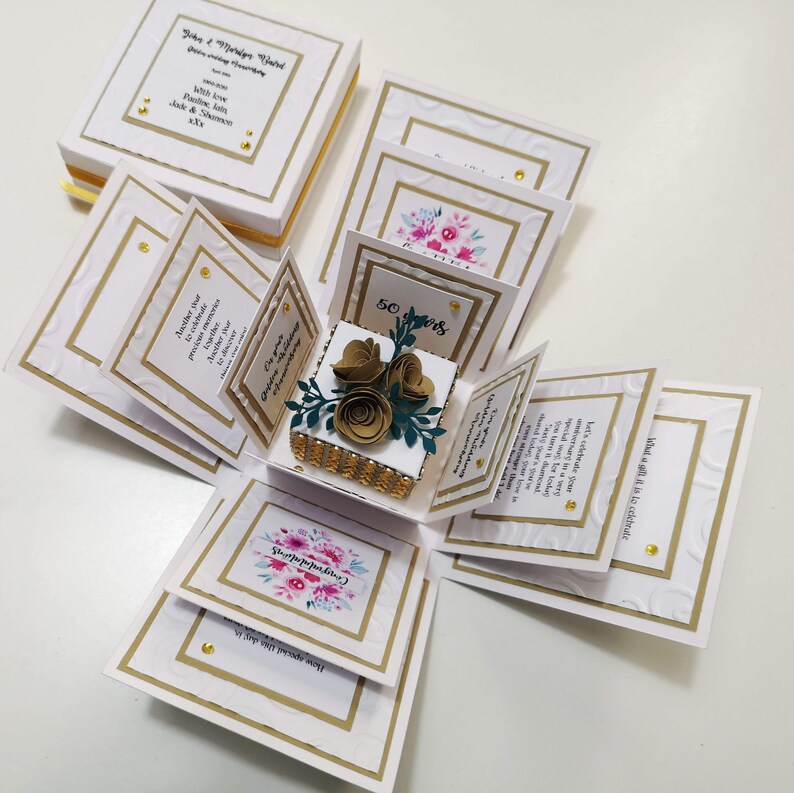 Exploding 50th GOLDEN Wedding Anniversary Box Card Etsy