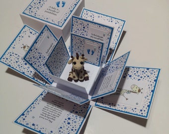 Exploding New Baby BOY Keepsake Box Card - Baby Boy - Christneing Gift - Christenings - Baptism - Confirmation - Baby Gifts