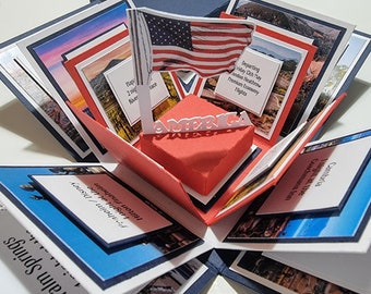 Exploding Trip Reveal Box - Multi Stop AMERICA Trip - AMERICA - Birthday - Christmas - Anniversary Box - Holiday Save The Date