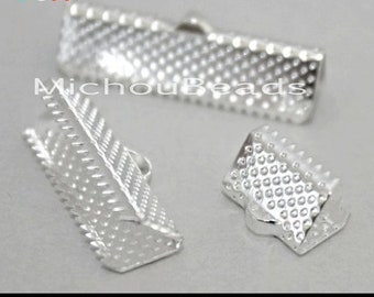 1046con25s1 Ribbon End Crimps 30ct Silver Jewelry Connectors 25mm x 8mm x 5mm