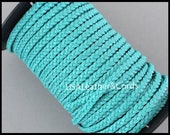 2 Yards 5mm Flat BRAIDED Leather Cord - 6 Feet TURQUOISE Blue Genuine Natural Indian Leather Lead free Dye Cording - Diy Wholesale Usa