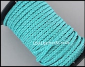 1 Yard 5mm Flat BRAIDED Leather Cord - 3 Feet TURQUOISE Blue Genuine Natural Indian Leather Lead free Dye Cording - Diy Wholesale Usa