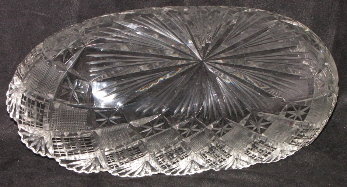 Vintage American Brilliant Cut Glass Pineapple Diamond Large Etsy