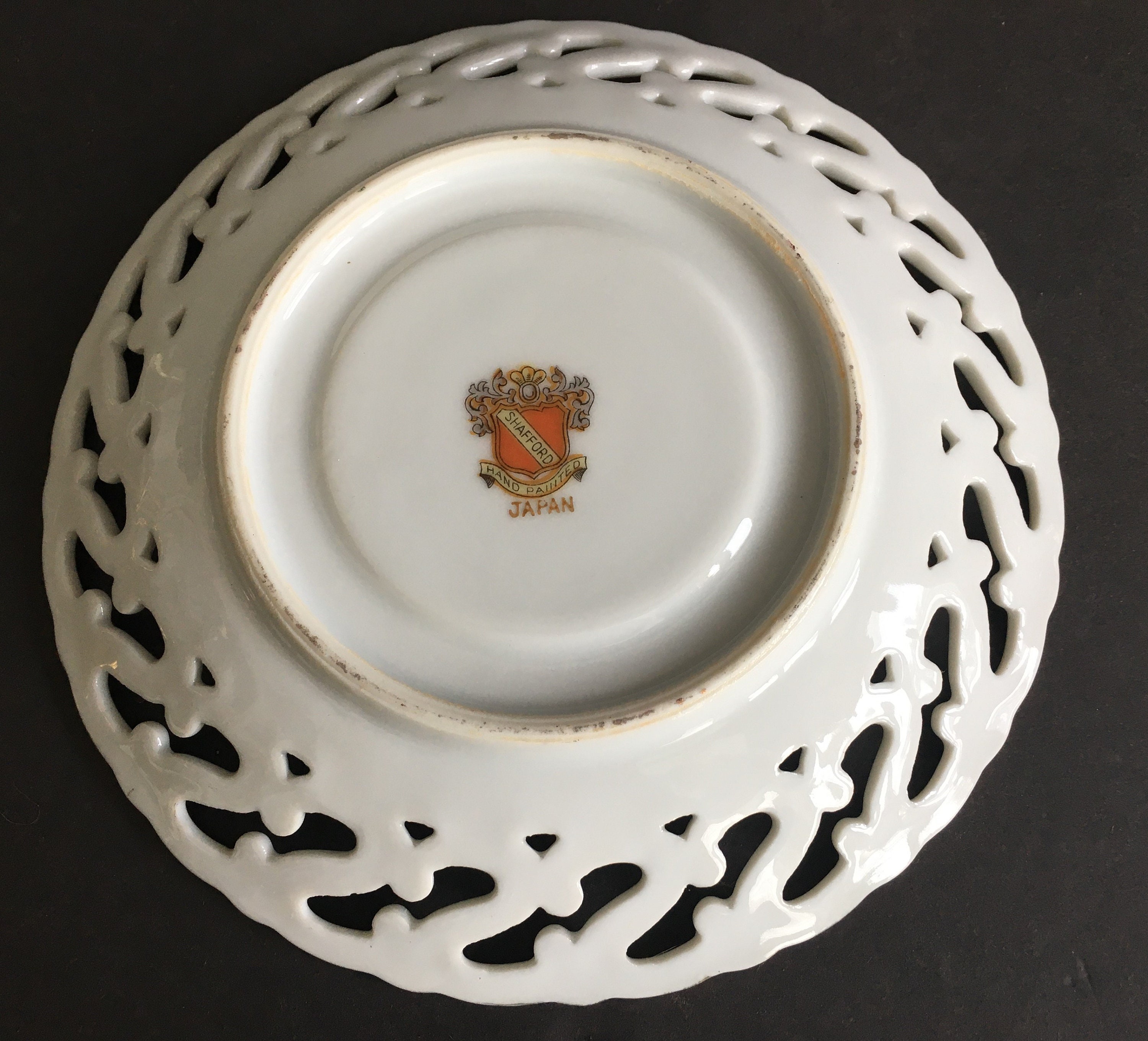 Vintage Shafford Japan Hand Painted Pearlized Teacup Pierced