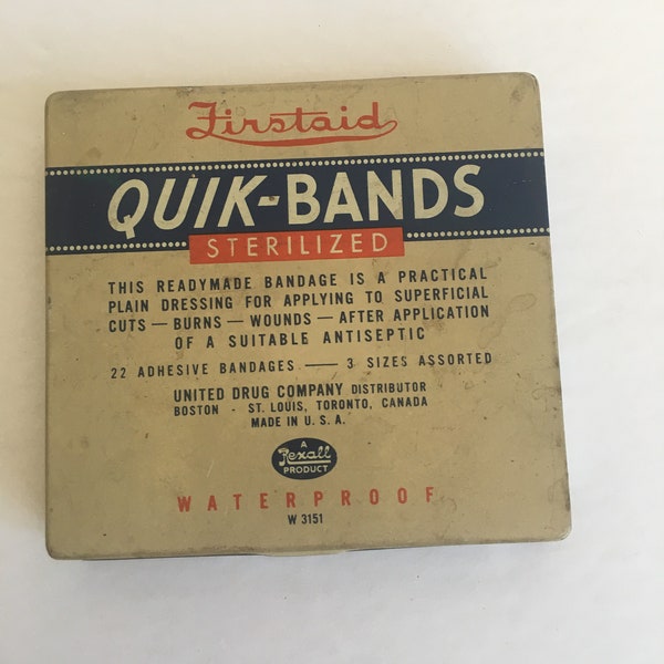 Vintage Firstaid Quik-Bands Tin