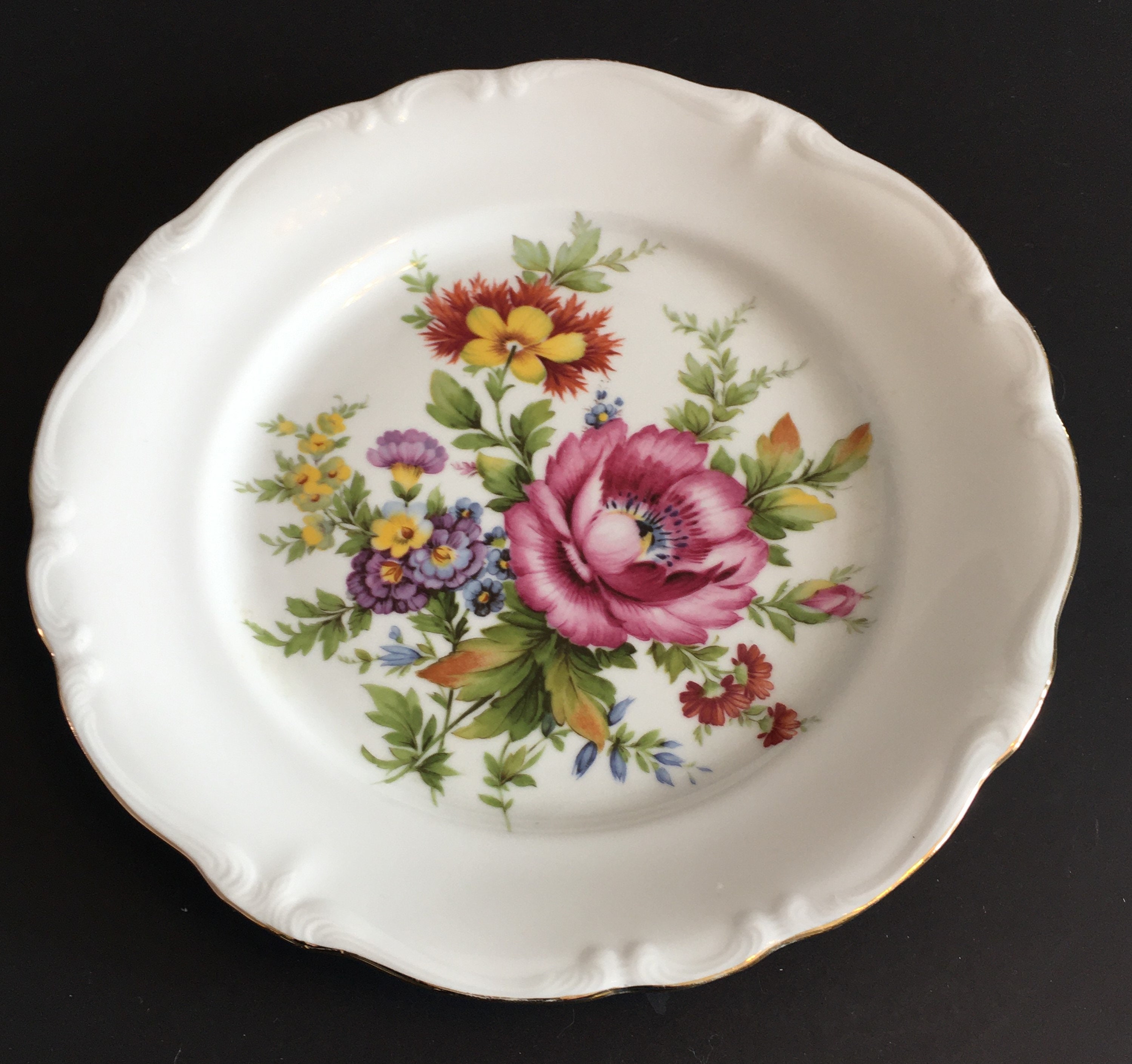 Lovely Vintage Bayreuth Floral Wall Plate Gloria Fine Porcelain