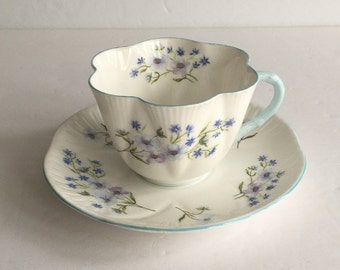 Vintage Shelley England Blue Rock porslin tekopp och fat