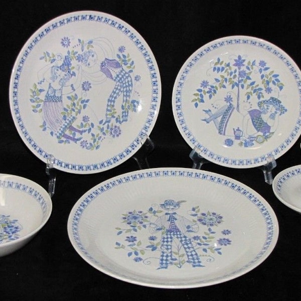 Vintage 1960's Turi Design Lotte (6) piece Place Setting with Man Dinner Plate