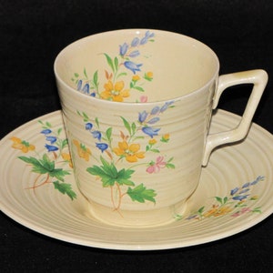 Crown Ducal England Pottery Porcelain Demitasse Floral Teacup & Saucer