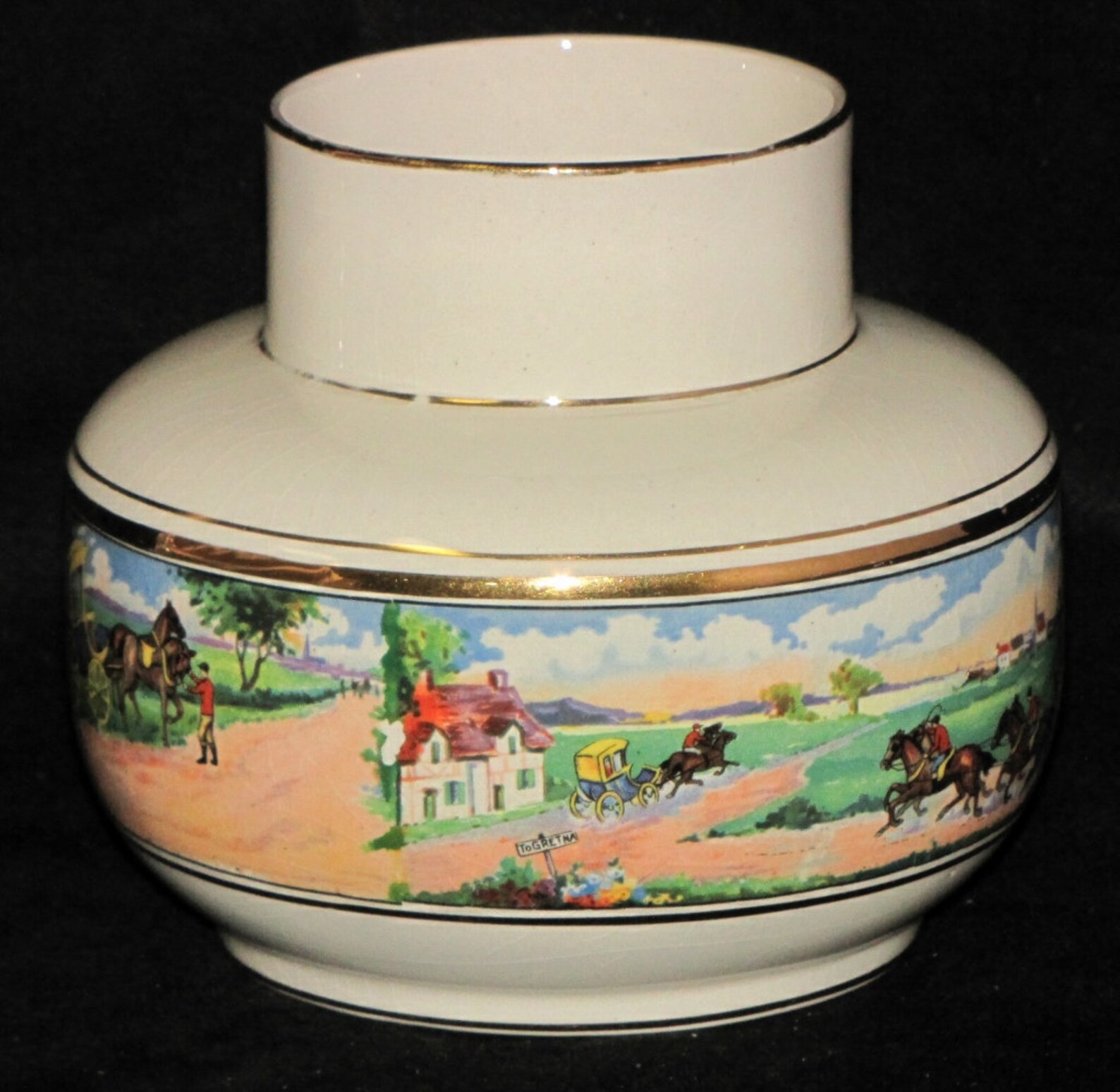 Vintage Falcon Ware England Pottery Country Village Scene Vase Etsy