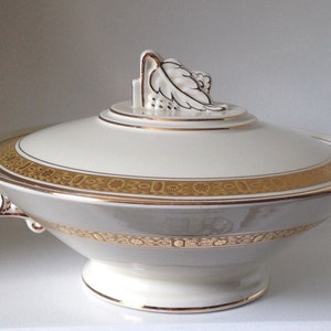 Burleigh Ware Zenith Deco 1930's England Burgess Leigh Vegetable Dish w Lid