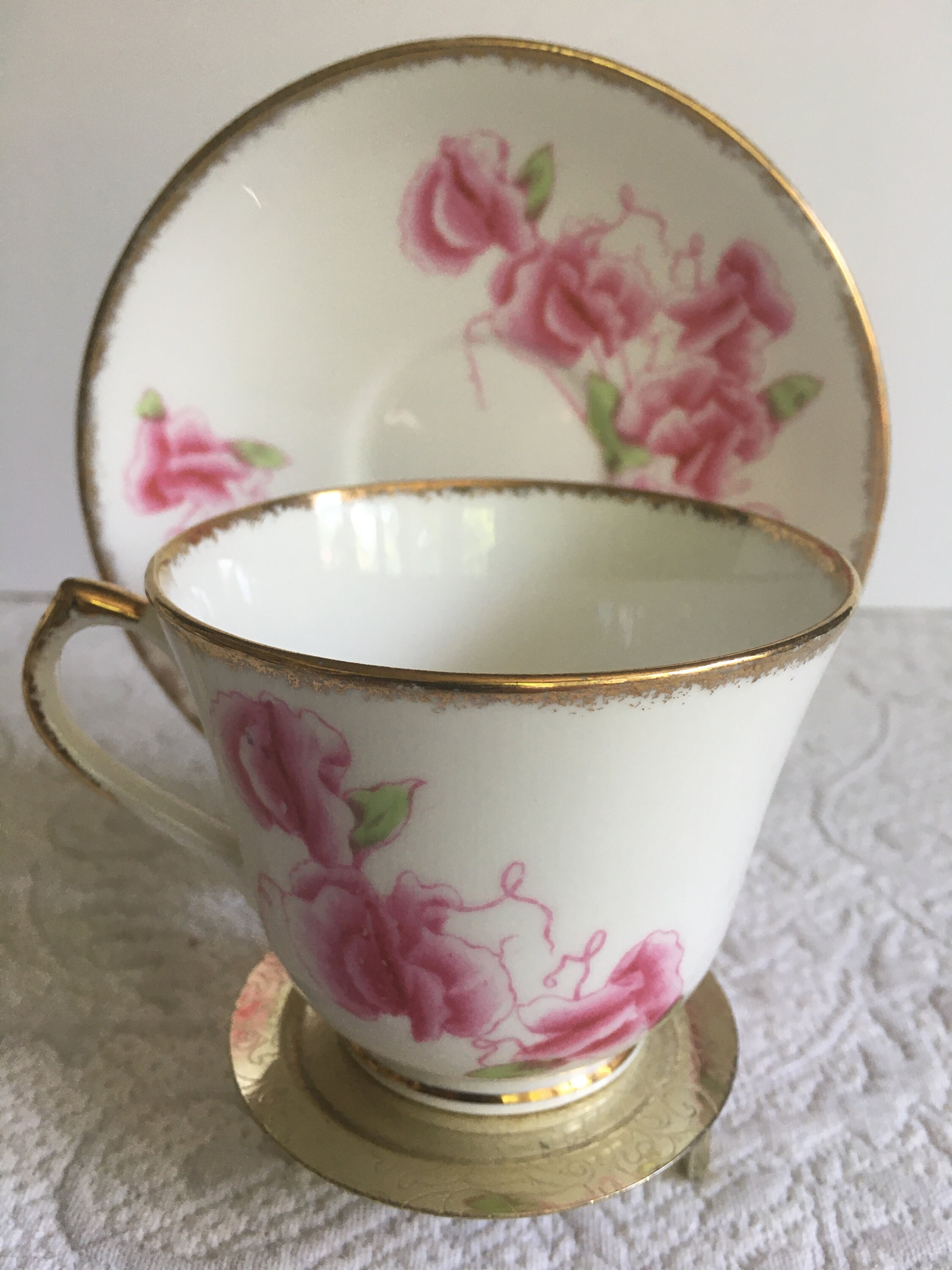 Salisbury Sweet Pea Fine Bone China Teacup and Saucer Etsy UK