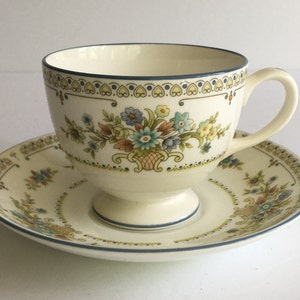 Wedgwood Petersham Porcelain Teacup, Saucer & Sugar Bowl with Lid
