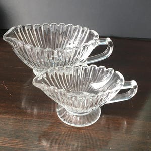 Set of (2) Mikasa Clear Glass Gravy Boat and Sauce Boat