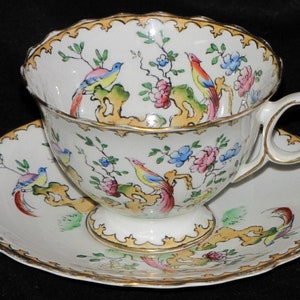 Atlas China Grimwade Stokes On Trent Porcelain Bird of Paradise Teacup & Saucer