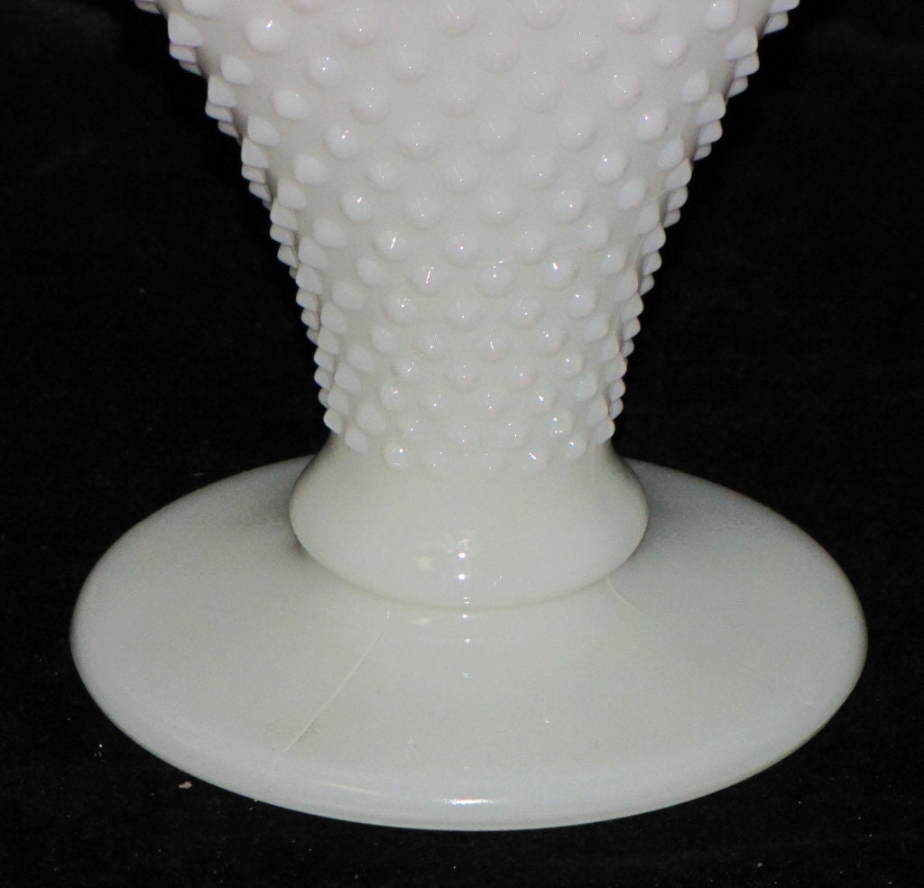 Fenton Milk Glass Fan Vase With Hobnail Crimped Ruffled & Etsy