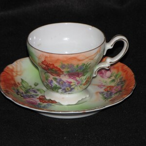 Vintage Japan Miniature Fine China Porzellan Floral Teetasse & Untertasse