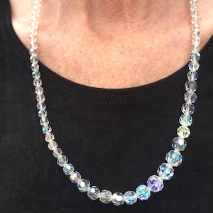 Sherman ronde gefacetteerde Swarovski Aurora Borealis-kristallen kralenketting