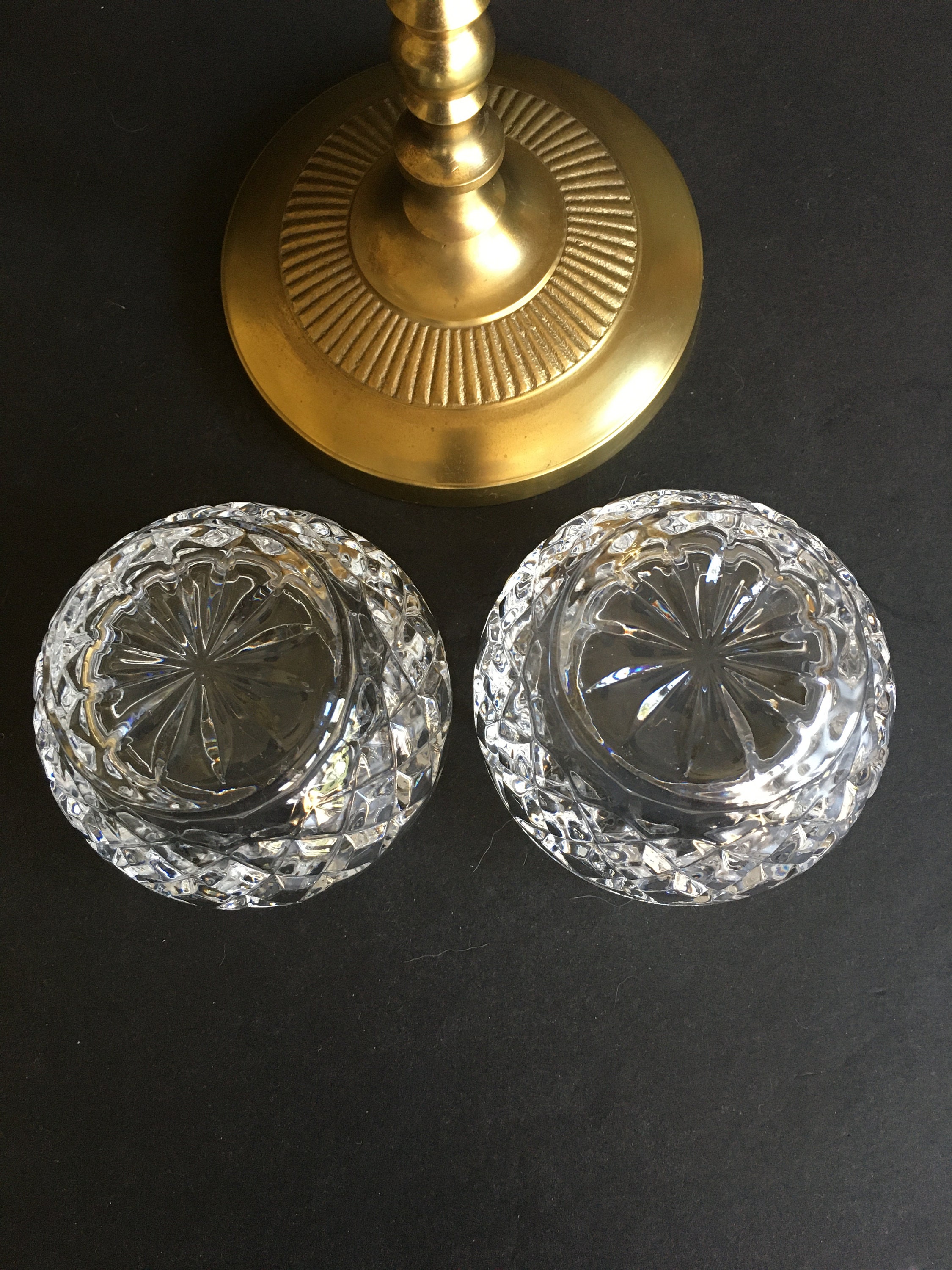 Lovely Vintage Irish Crystal Bowls With Brass Candelabra Etsy