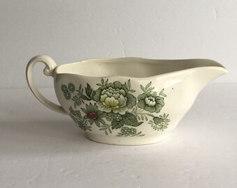 Vintage Enoch Wedgwood "Kent" England Porzellan Sauciere Krug Grün Florals