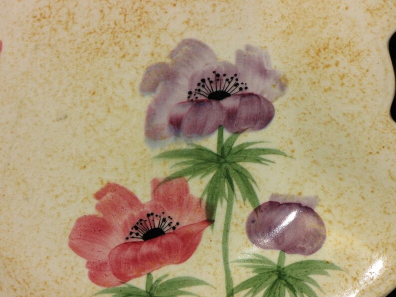 Vintage E Radford, England Ceramic Pottery Colourful Anemone Flower