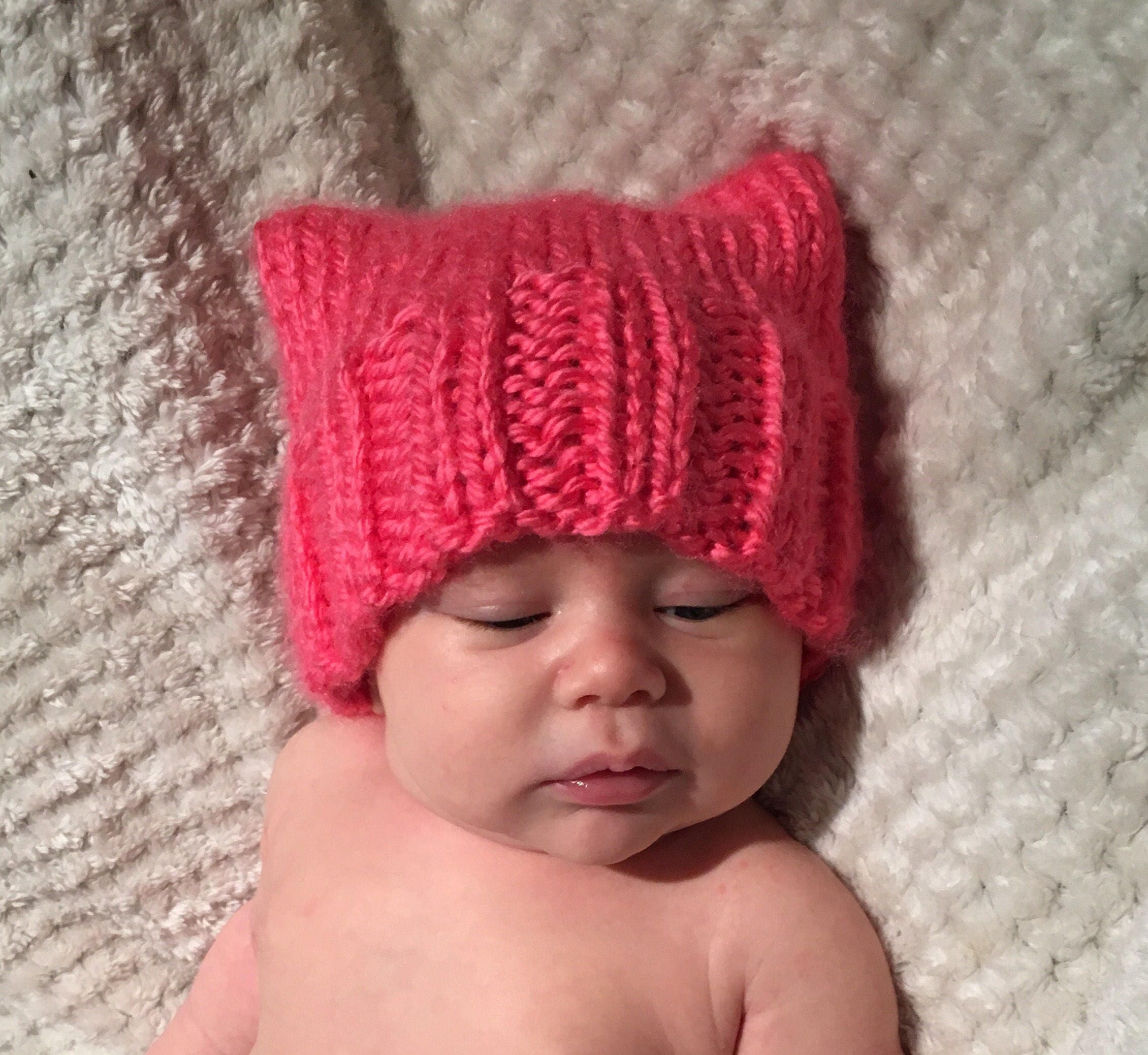 Hot Pink Cat Ear Hat for Baby - Etsy display picture 2