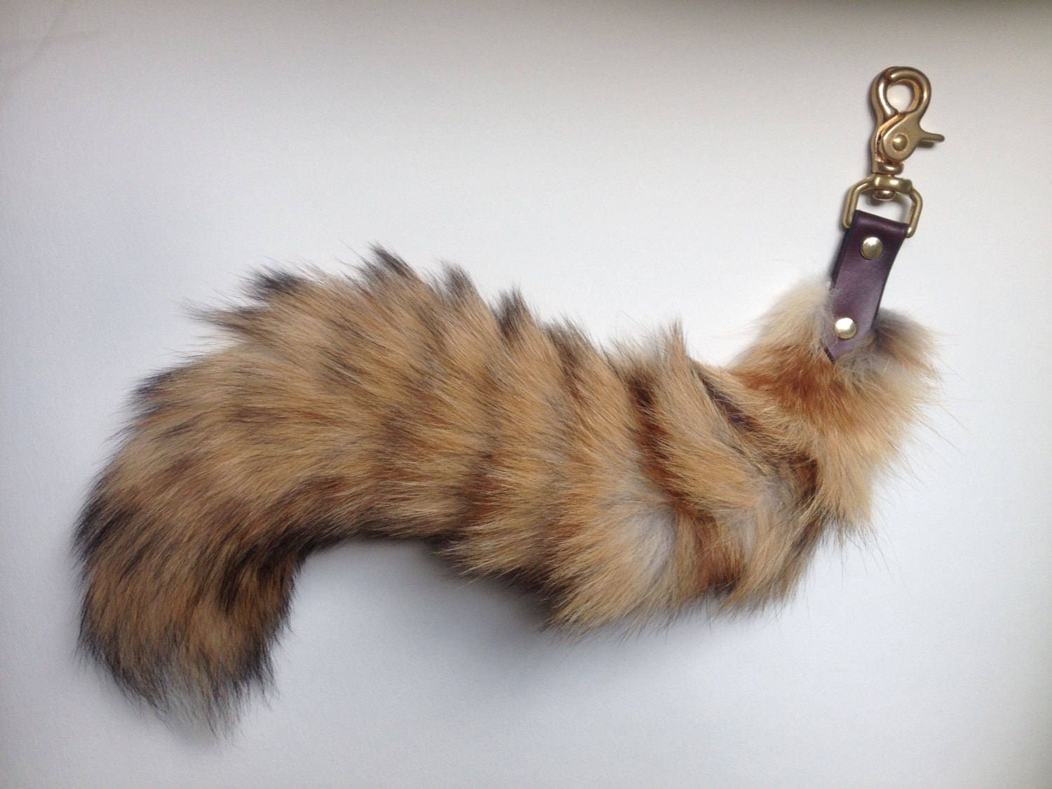 Fox Tail Keychain Fur Keychain Red Fox Tail Leather Keychain Etsy