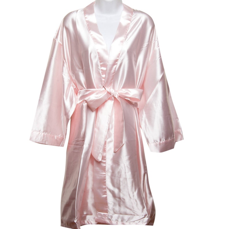 Light Pink Bridesmaid Robes SATIN Kimono Personalized Bridal | Etsy