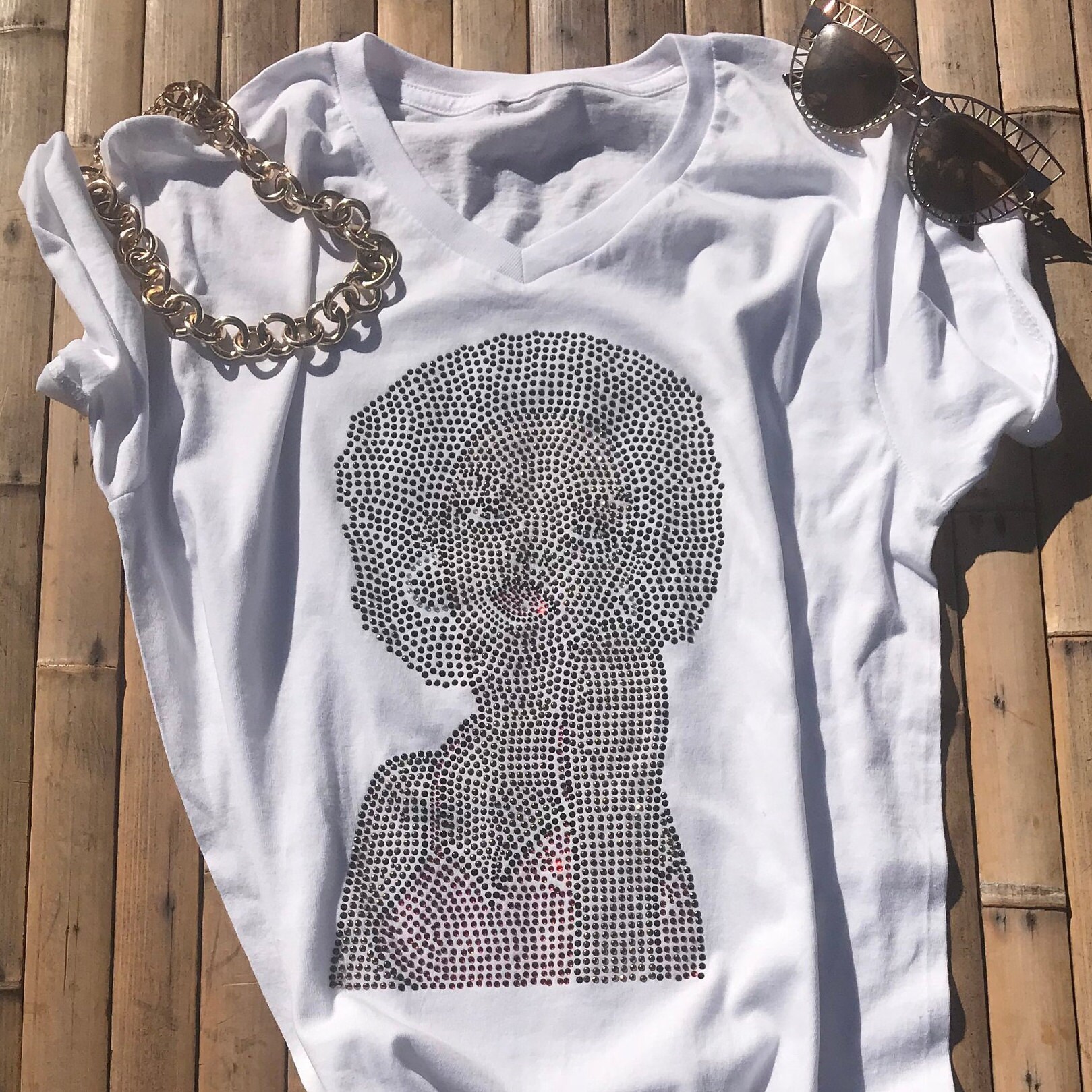 Women Rhinestone Tshirts Beautiful Black Woman Clothing Etsy