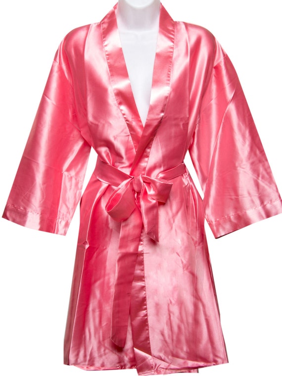 Coral Satin Kimono Bridesmaid Robes Personalized Bridal Party | Etsy